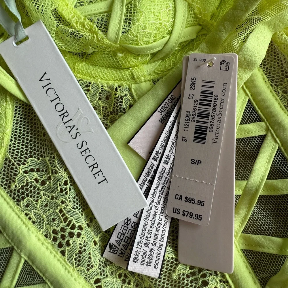 Victoria's Secret Neon Green Lace Bodysuit